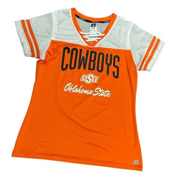 Russell Athletic Tops - OSU Oklahoma State University Russell Athletic Cowboys Orange Jersey Tee Large